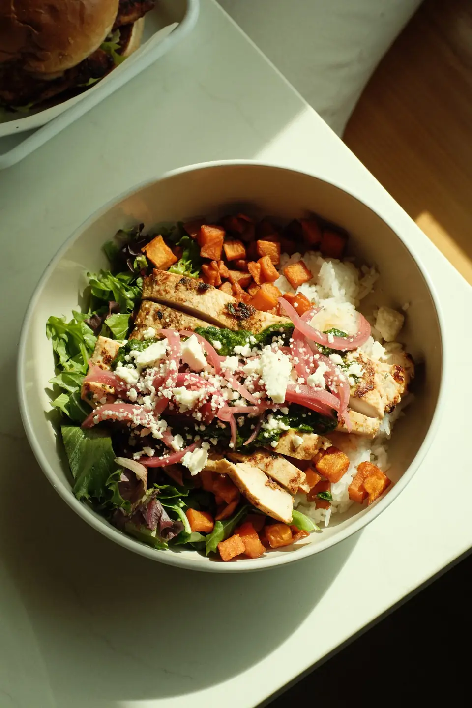 Seasonal bowl with roasted sweet potato