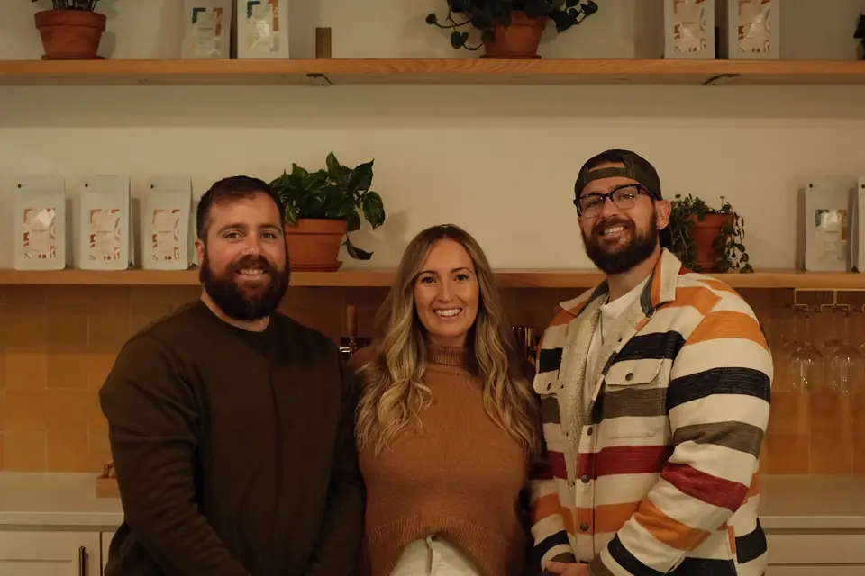 Owners Grant Destin, Mackenzie Destin and Hayden Shaw behind the counter